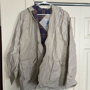 London Fog Light Gray Hooded Raincoat